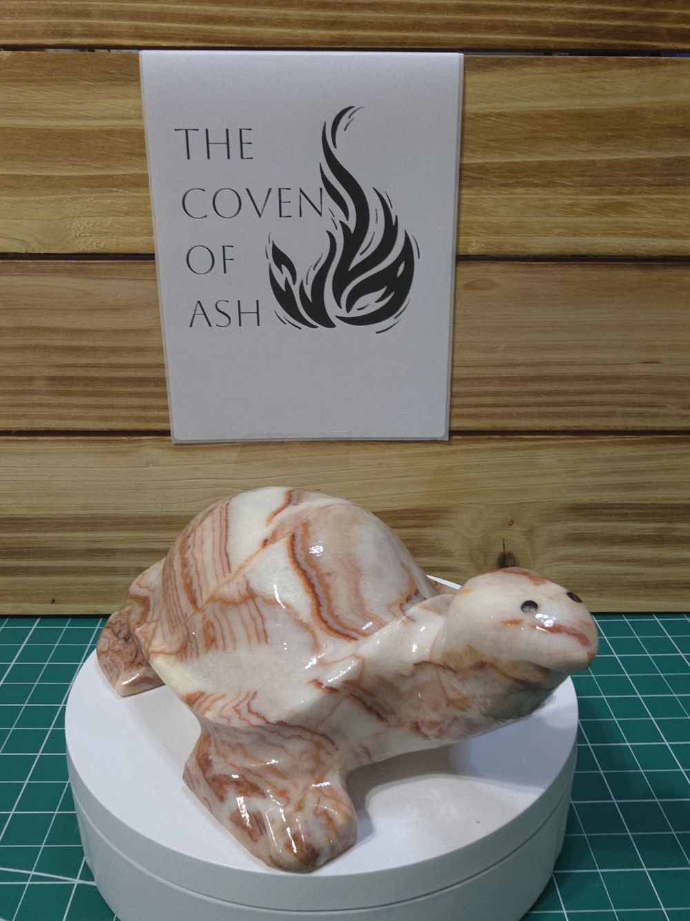 Amber Calcite Turtle Carving UV reactive